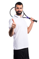 Tennis player with thumb up