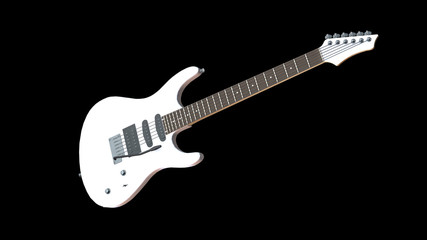 Obraz na płótnie Canvas White electric guitar, music instrument on black background
