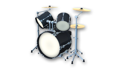 Drum set, percussions isolated on white