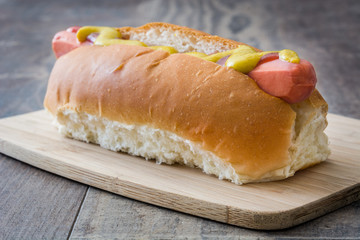 Hot dogs with mustard and ketchup
