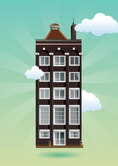 Vector illustration of a cute house in Amsterdam 