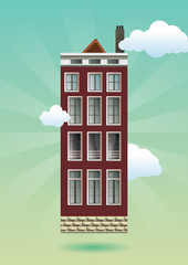 Vector illustration of a cute house in Amsterdam 