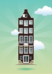 Vector illustration of a cute house in Amsterdam 
