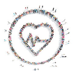 people in the shape of medical cardiogram.