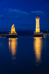 LINDAU, GERMANY - Lighthouse at port of Lindau harbour, Lake Constance, Bavaria
