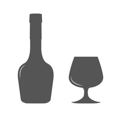Cognac bottle and glass. 