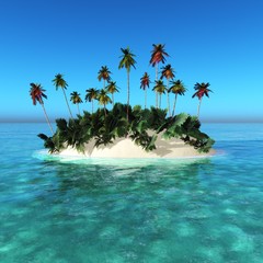 beautiful tropical island, palm trees on an island in the ocean