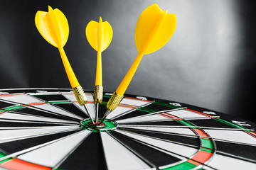 darts arrows in the target center