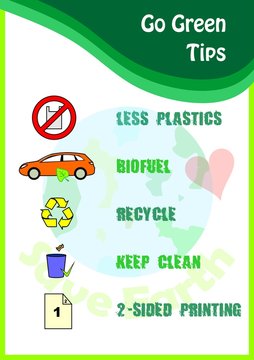 Go Green Poster Tips With Icons