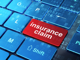 Fototapeta premium Insurance concept: Insurance Claim on computer keyboard background
