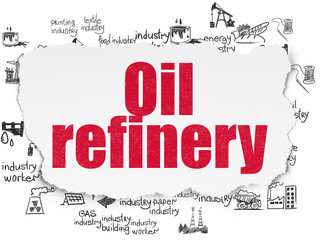 Fototapeta premium Manufacuring concept: Oil Refinery on Torn Paper background