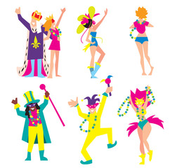 Fototapeta na wymiar Carnival characters people vector illustration. Isolated on white background.