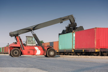 forklift moving containers