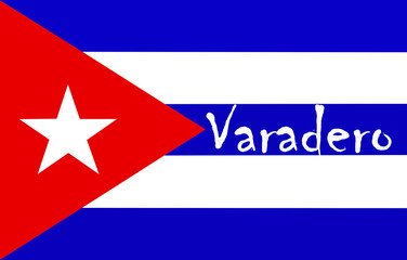 Kuba: Kubanische Nationalflagge Fahne mit Schriftzug Varadero - Konzept Nation Revolution Reise Stolz Tradition Tourismus Urlaub