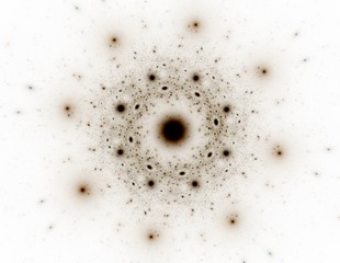 Elementary Particles series. Interplay of abstract fractal forms on the subject of nuclear physics science and graphic design.