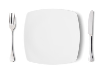 Place setting with plate, fork and knife - Posto a tavola con piatto, forchetta e coltello