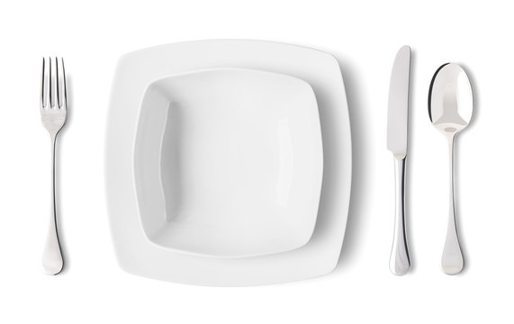 Place setting with plates, fork, knife and spoon - Posto a tavola con piatti, forchetta, coltello e cucchiaio