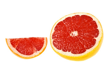 Slices of grapefruit isolated on white background