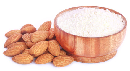 Fresh almonds with flour
