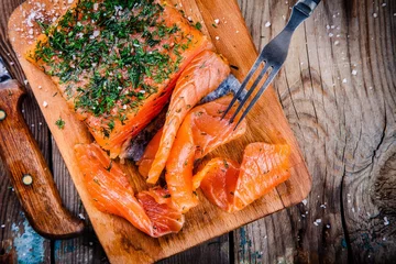 Poster homemades gravlax with dill © nblxer