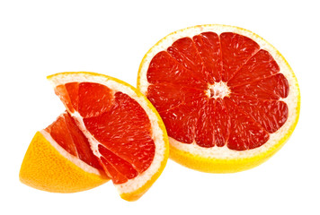 Slices of grapefruit isolated on white background