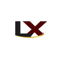 Obraz premium LX alphabet in grey and red with golden curve