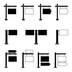 signboard set black illustration