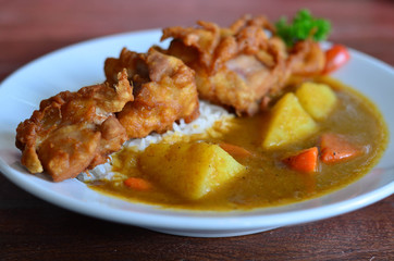 Fried Chicken With Japanese Curry And Rice