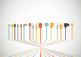 Plug Wire Cable Computer colorful vector illustration