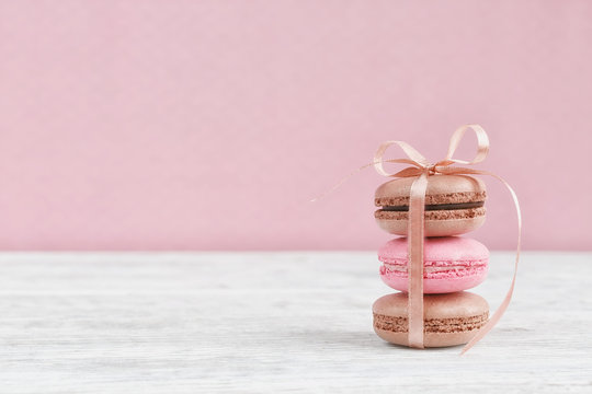 Sweet pastel french macaroons