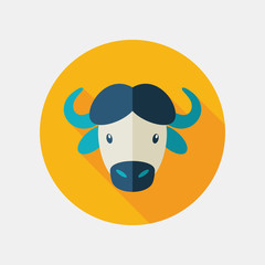 Buffalo bison ox flat icon. Animal head vector