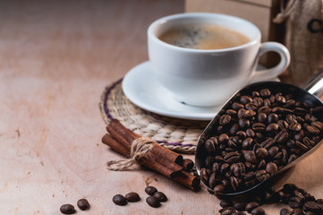 cup of coffee and coffee and scoop