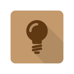 Flat style Light Bulb web app icon on light brown background