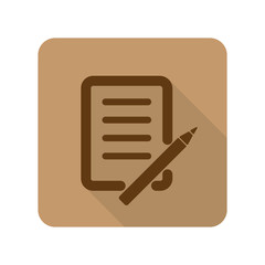 Flat style Pen And Paper web app icon on light brown background