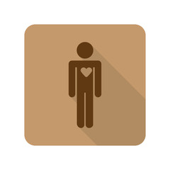 Flat style Heart web app icon on light brown background