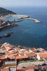 Naklejka na ściany i meble Castelsardo harbor. Sardinia (Italy - Europe)