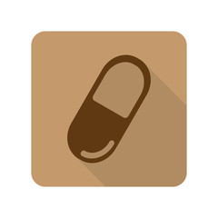 Flat style Pill web app icon on light brown background