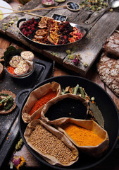 Different spices on the table..