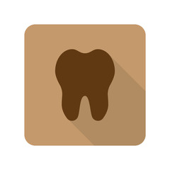 Flat style Tooth web app icon on light brown background