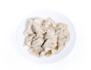 Dumplings in a plate isolated on white background