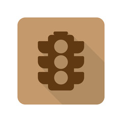 Flat style Traffic Light web app icon on light brown background