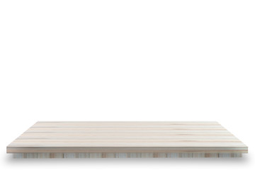Empty top view of wooden table isolated on white background, For