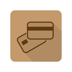 Flat style Credit Card Payment web app icon on light brown backg