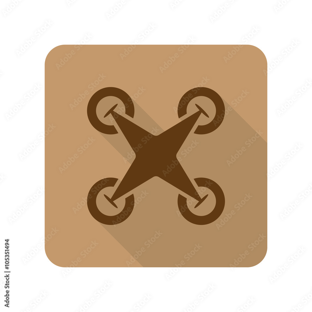 Wall mural flat style drone quadcopter web app icon on light brown backgrou