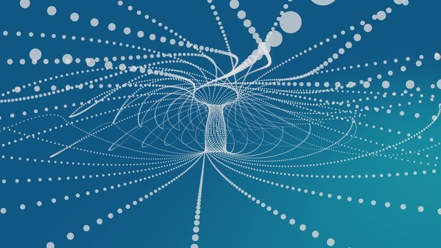 Flowing white and blue particle vector lines, abstract motion background. Seamless loop. See more color options in my profile.