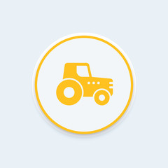 Agrimotor, tractor icon, agrimotor symbol, agricultural machinery round icon, vector illustration