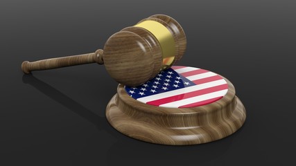 Court hammer with American flag