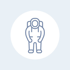 Astronaut line icon, astronaut pictogram, isolated icon, vector illustration