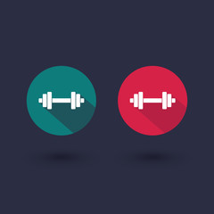 Obraz premium barbell icon, barbell pictogram, round flat icon, vector illustration