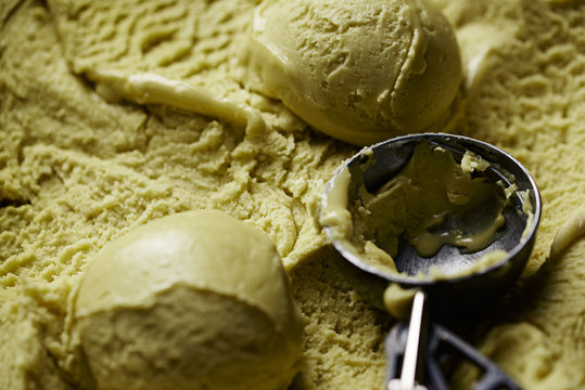 Close up of ice cream and scoop